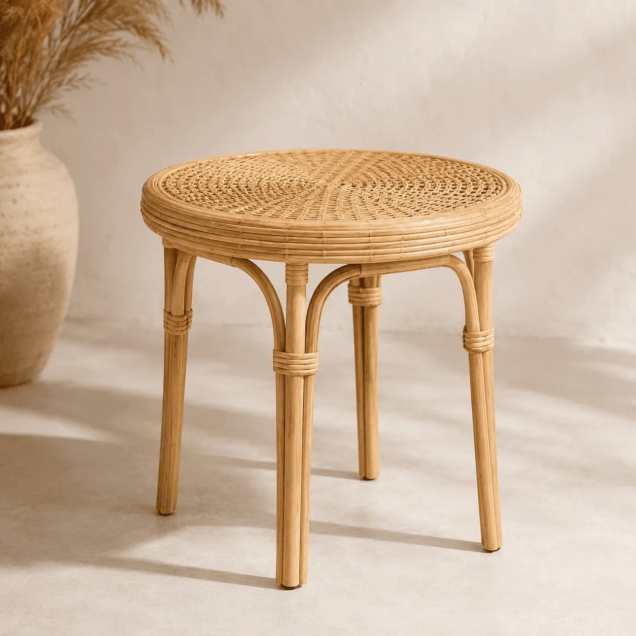 Entryway styling with rattan console table